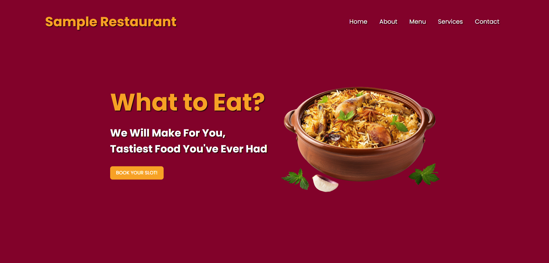 Restaurant Landing Page screenshot